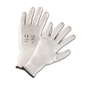 White PU Palm Coated White Nylon Gloves XL