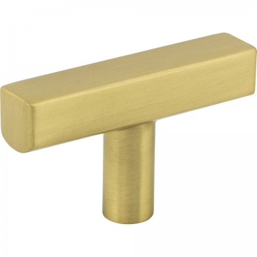 2" Overall Length Cabinet "T" Brushed Gold Knob.