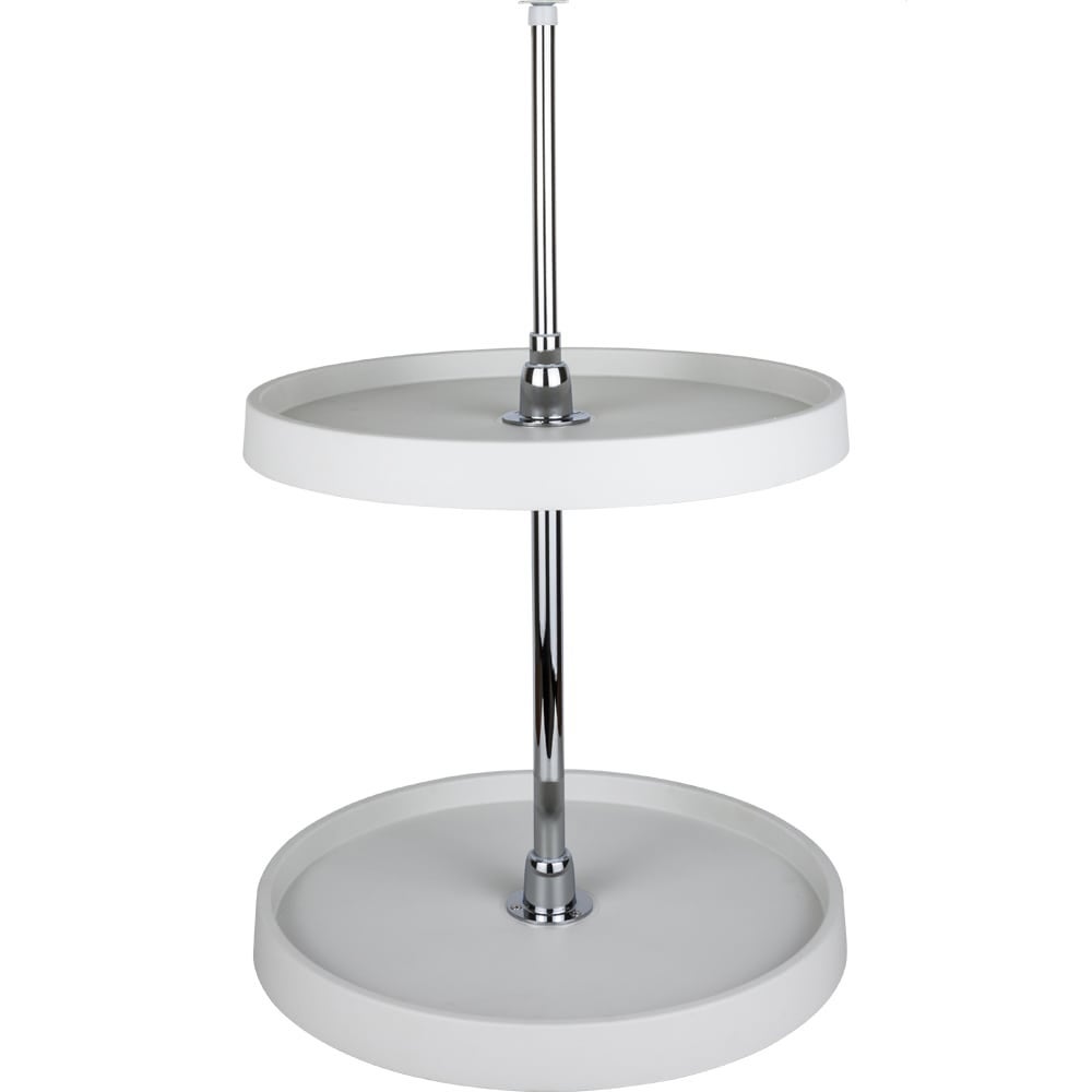 Hardware Resources PLSMR24 24 Inch Full Circle Lazy Susan Two Shelf Set with Met - White