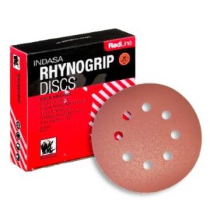 INDASA REDLINE RHYNOGRIP 5" 8-HOLE SANDING DISCS, 550 SERIES