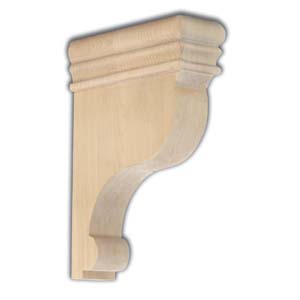 SHAPED BAR BRACKET 10" x 2-1/2" x 7" MAPLE