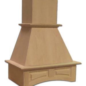 30" Arched Raised Panel Chimney Hood Red Oak