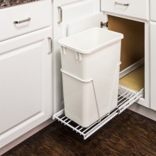 White 35 or 50 Quart Single Pullout Waste Container System